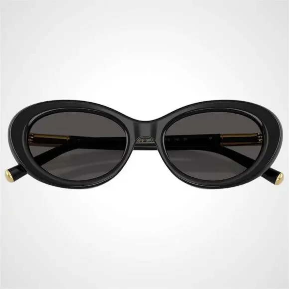 New Dolce & Gabbana Sunglasses Black Oval Cat Eye Gold Metal Logo 54-18 - Picture 5 of 6